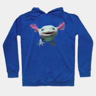 Baby Axolot Smiling Swimming 3D style Albino and Pink Hoodie